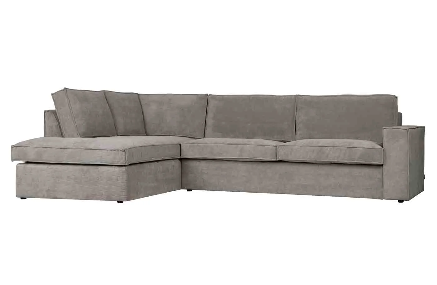 Ecksofa Thomas Cord aus geripptem Stoff, modern und linksseitig, hellgrau, komfortabel gepolstert - Woood