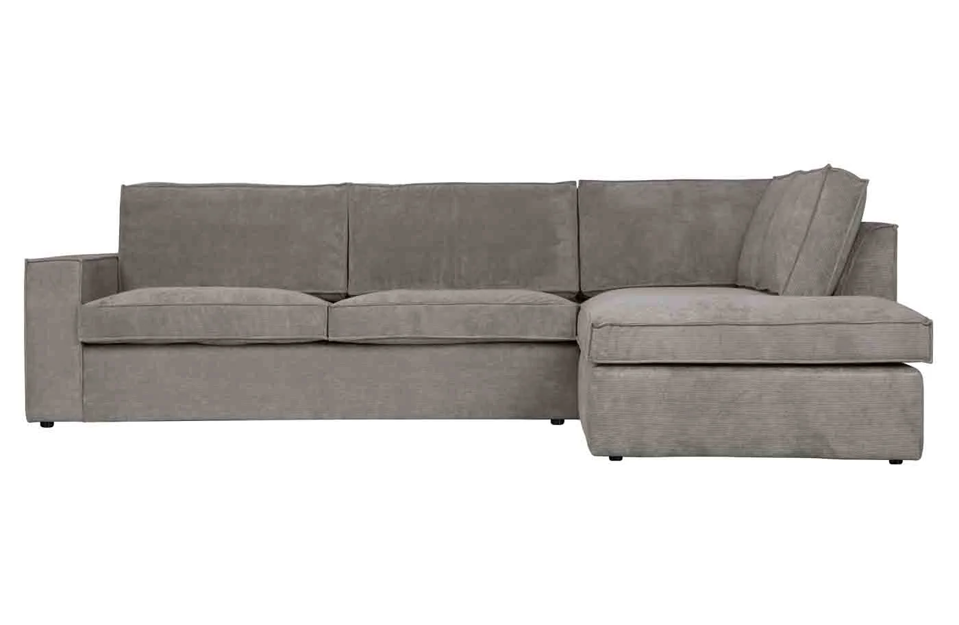 Ecksofa Thomas Cord aus geripptem Stoff, modern, rechts, hellgrau, komfortabel gepolstert - Woood