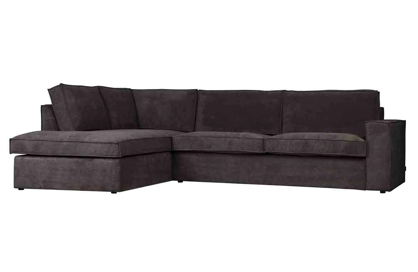 Ecksofa Thomas Cord, gerippter Stoff, modern, links, dunkelgrau, großzügige Sitzfläche - Woood