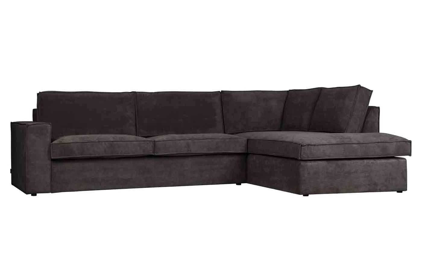 Ecksofa Thomas Cord aus geripptem Stoff, modern, rechts, dunkelgrau, komfortabel gepolstert - Woood