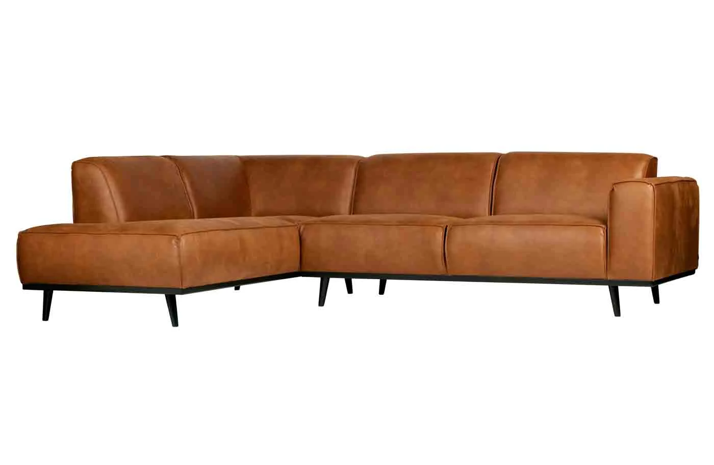 Ecksofa Statement Lederoptik, modern links, cognacbraun, komfortabel gepolstert - Woood