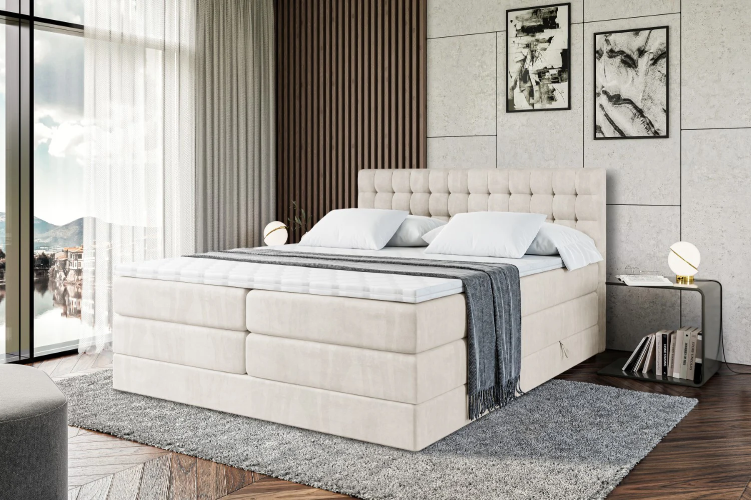 Boxspringbett VIONE KING Beige - Casablanca 2301 120x200 cm