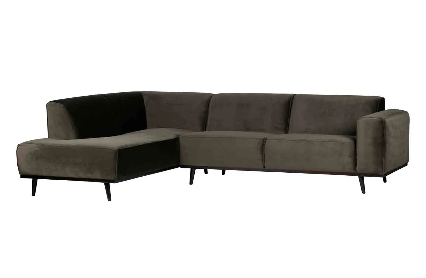 Ecksofa Statement aus Samt, modern und komfortabel, links, waldgrün, elegantes Design - Woood