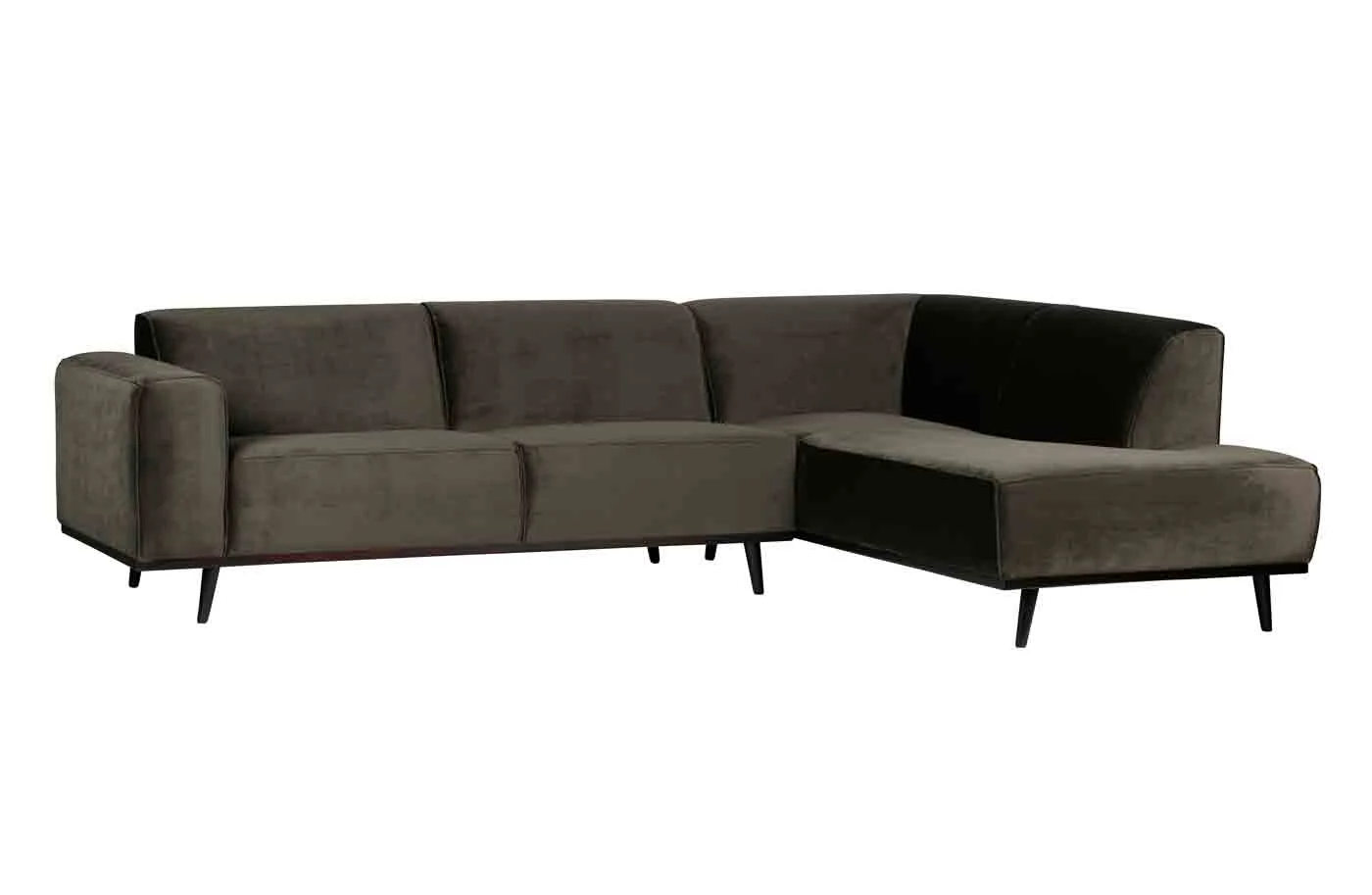 Ecksofa Statement Samt, modernes Design, rechts, waldgrün, weicher Bezug, stilvoll und bequem - Woood