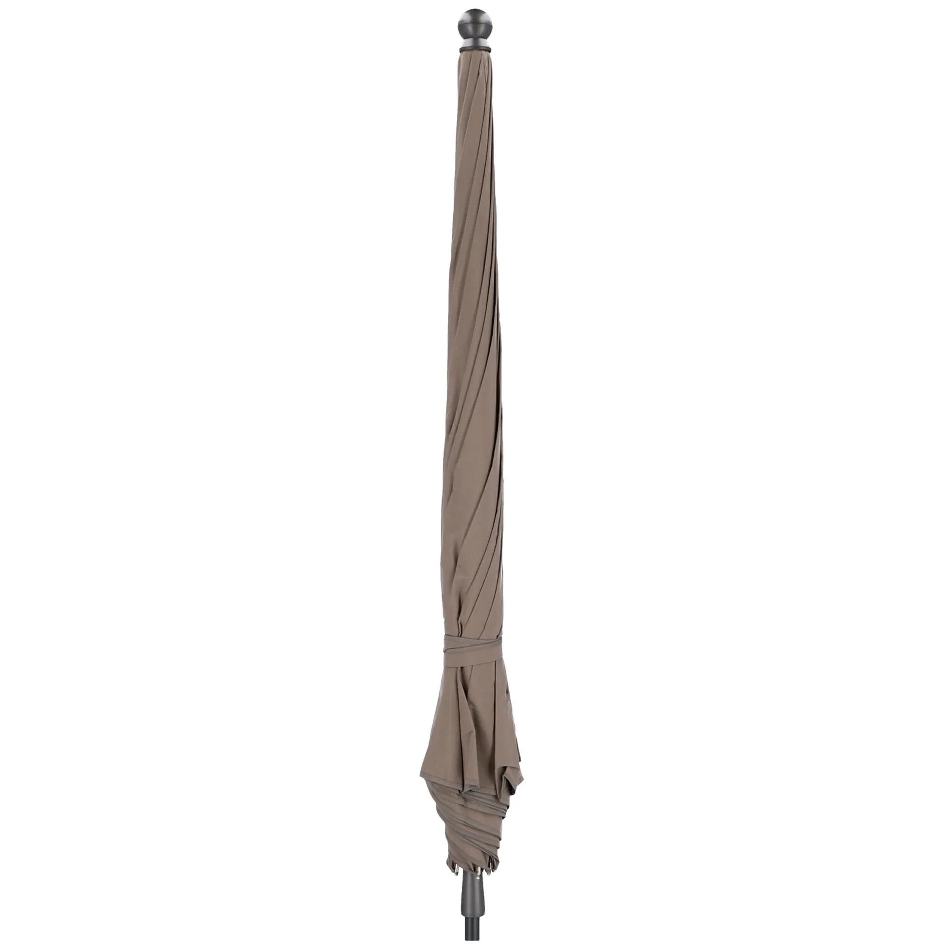Sonnenschirm Salina aus Polyacryl und Metall, modern, taupe-anthrazit, knickbar für Outdoor
