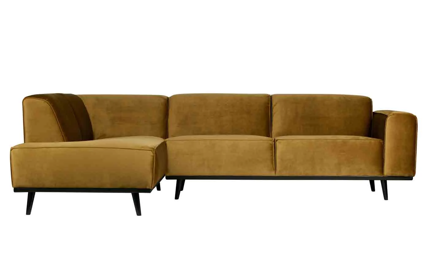 Ecksofa Statement aus Samt, modern und komfortabel, links, Honig Gelb, weiche Polsterung - Woood