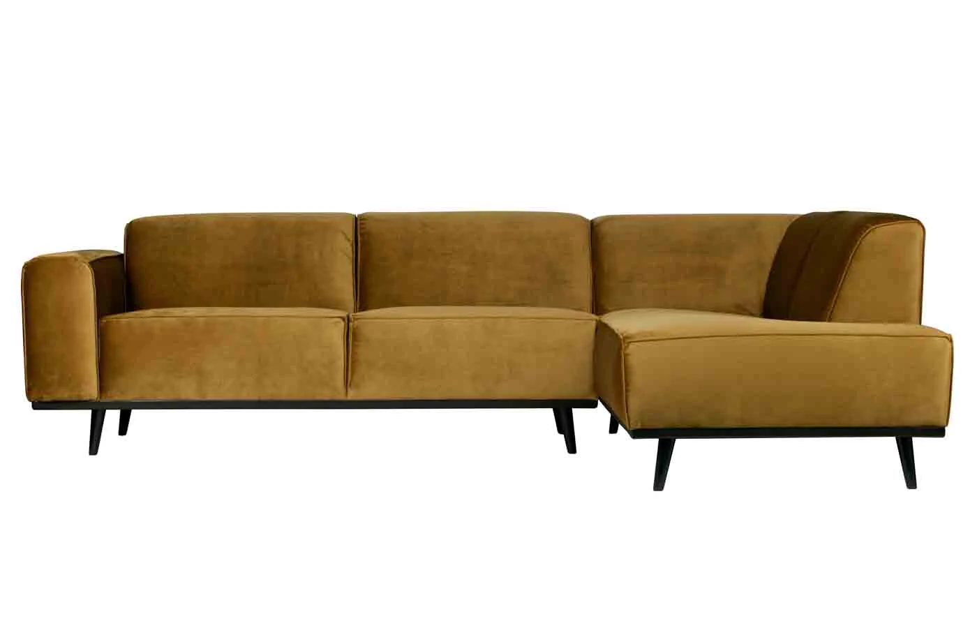 Ecksofa Statement Samt, modernes Design, rechts, honiggelb, weiche Polsterung, breite Armlehnen - Woood