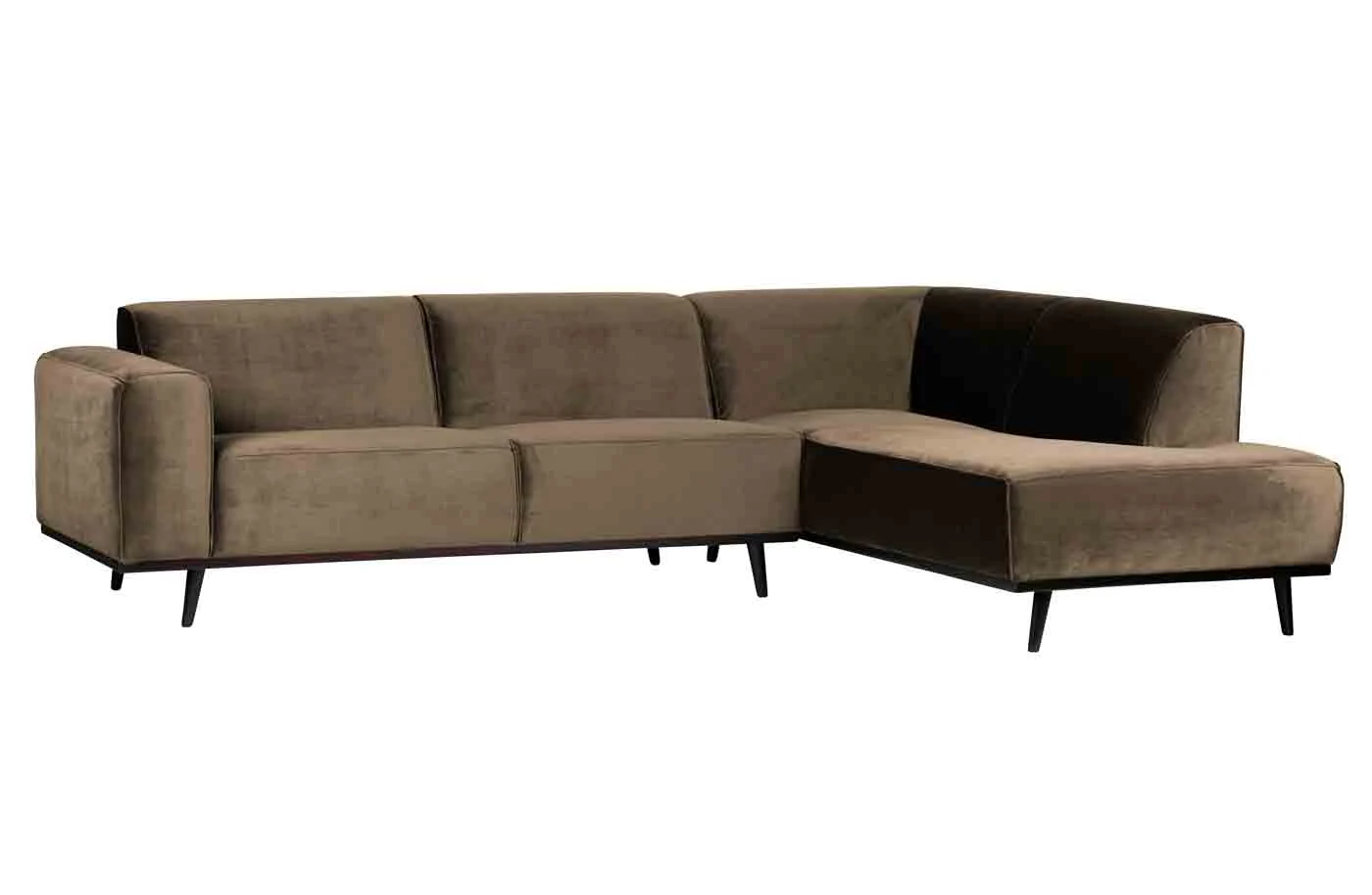 Ecksofa Statement Samt, modernes Design, rechts, Taupe, weicher Bezug, hochwertige Verarbeitung - Woood