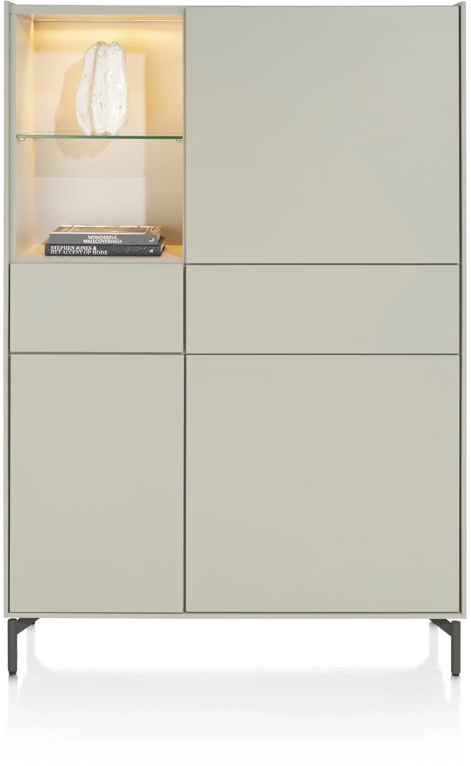 Xooon Noon Schrank 120 cm 3-Türen/LED silk grey