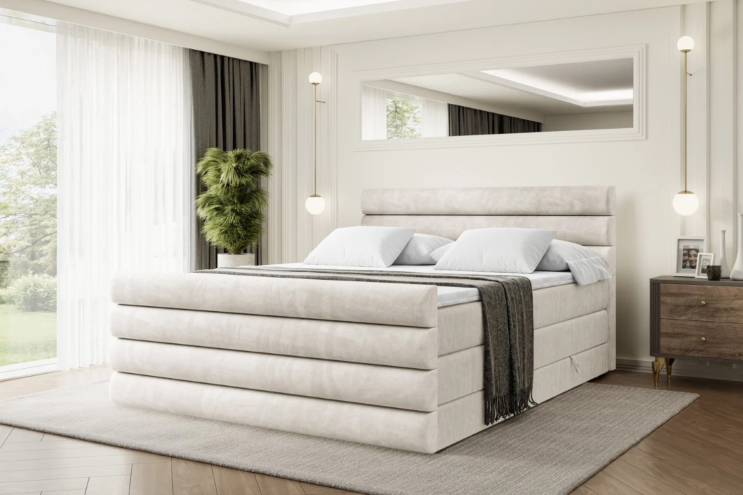 Boxspringbett CELESTIA-Z KING Beige - Casablanca 2301 120x200 cm