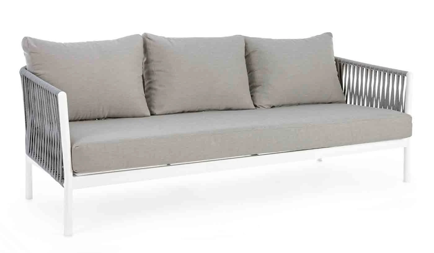 Gartensofa Florencia aus Aluminium und Olefin, modern gepolstert, weiß, inkl. Kissen - Bizzotto