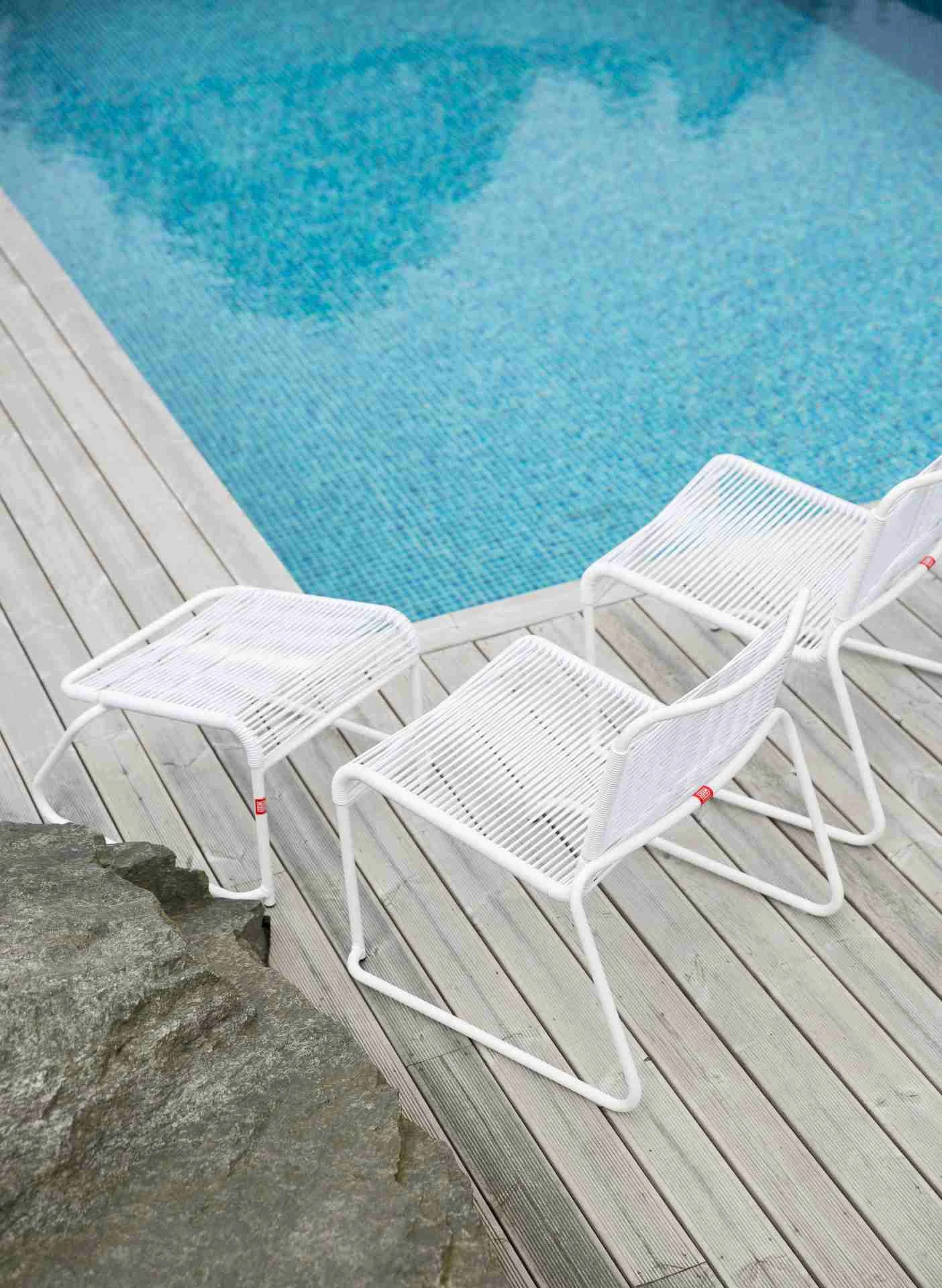 Gartensessel Lido aus Aluminium, modern mit Kufengestell, Weiß, wetterfest und pflegeleicht - Fiam