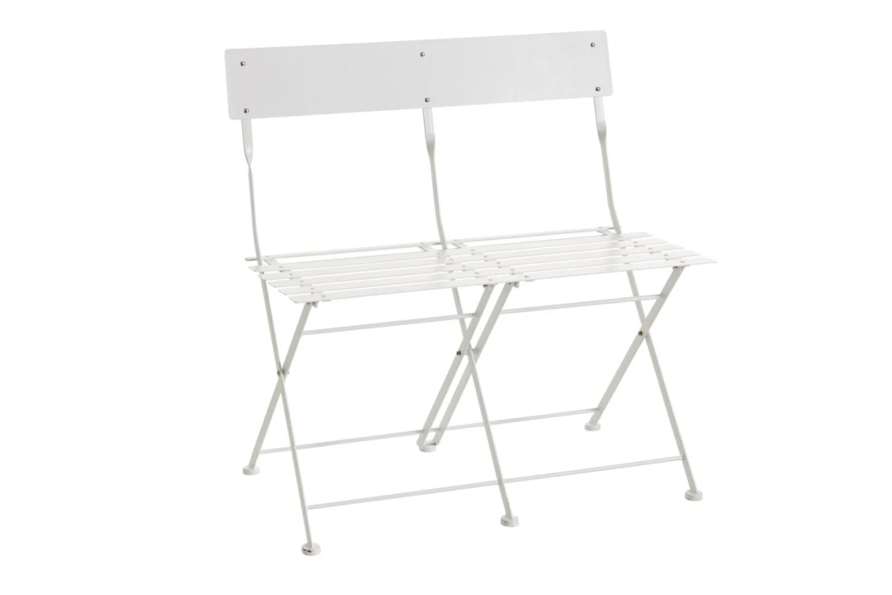 Gartenbank Arno von Brafab aus Aluminium, klassisches Design, klappbar, weiß