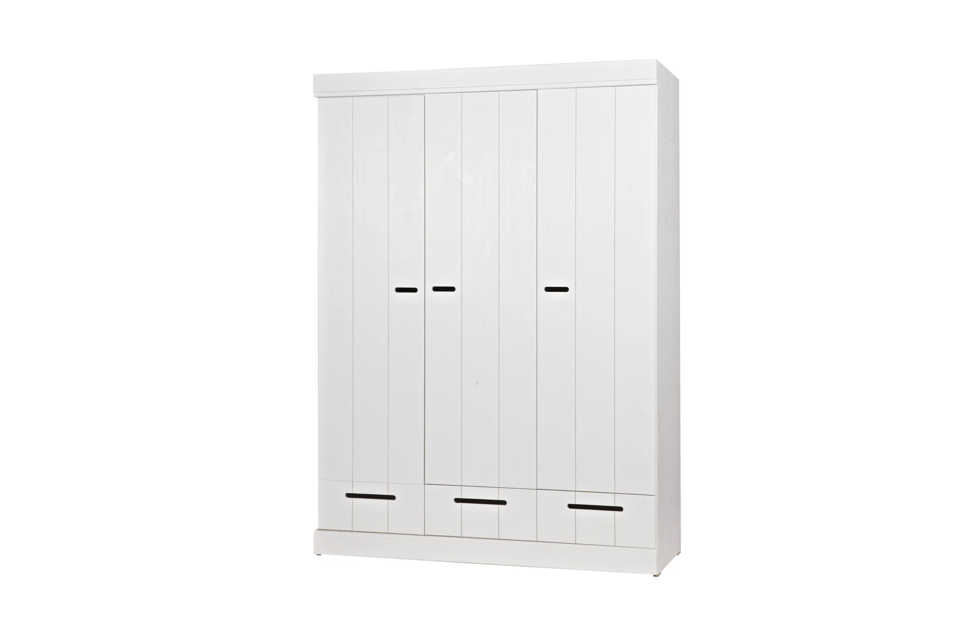 Kleiderschrank Connect aus Kiefernholz, modern mit 3 Türen, Weiß, FSC-zertifiziert, 140x53x195 cm
