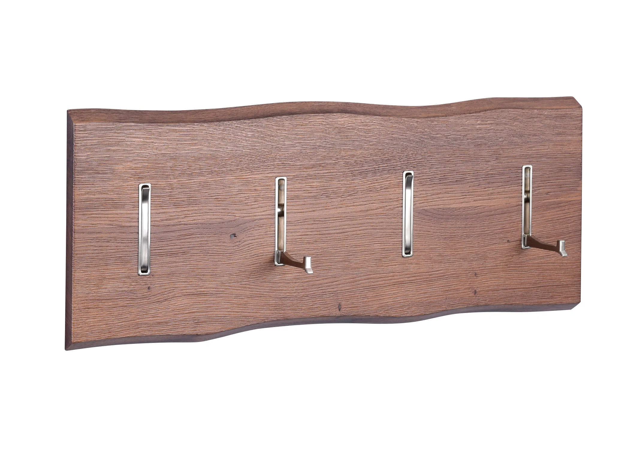 Garderobe DOLA 60x24x2,2 cm inkl. 4 Haken Baumkante Eiche massiv braun - Fun Moebel