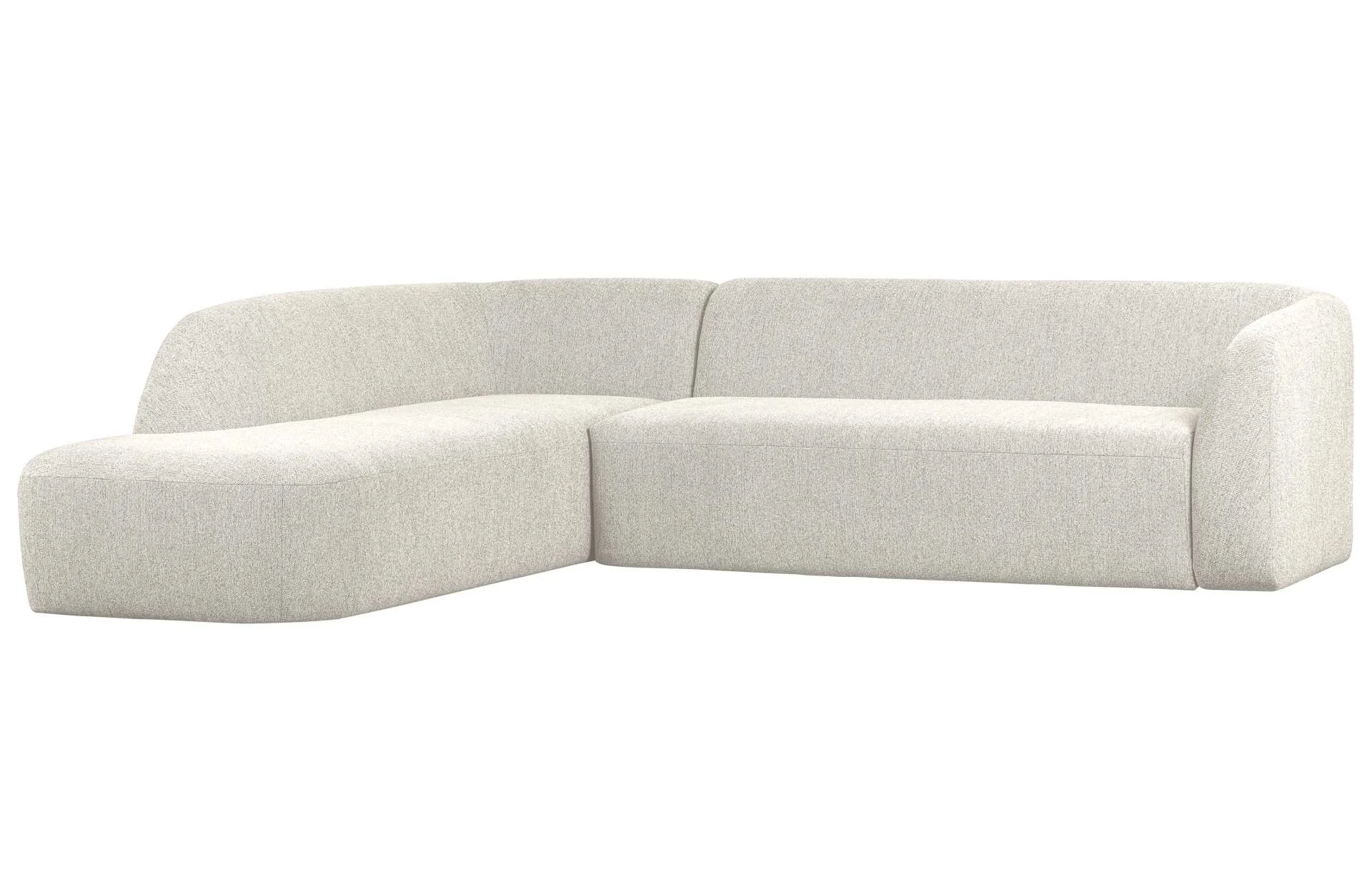 Ecksofa Sloping aus Chenille, modern und gepolstert, links, weiß – komfortables Design für Dein Zuhause - Woood