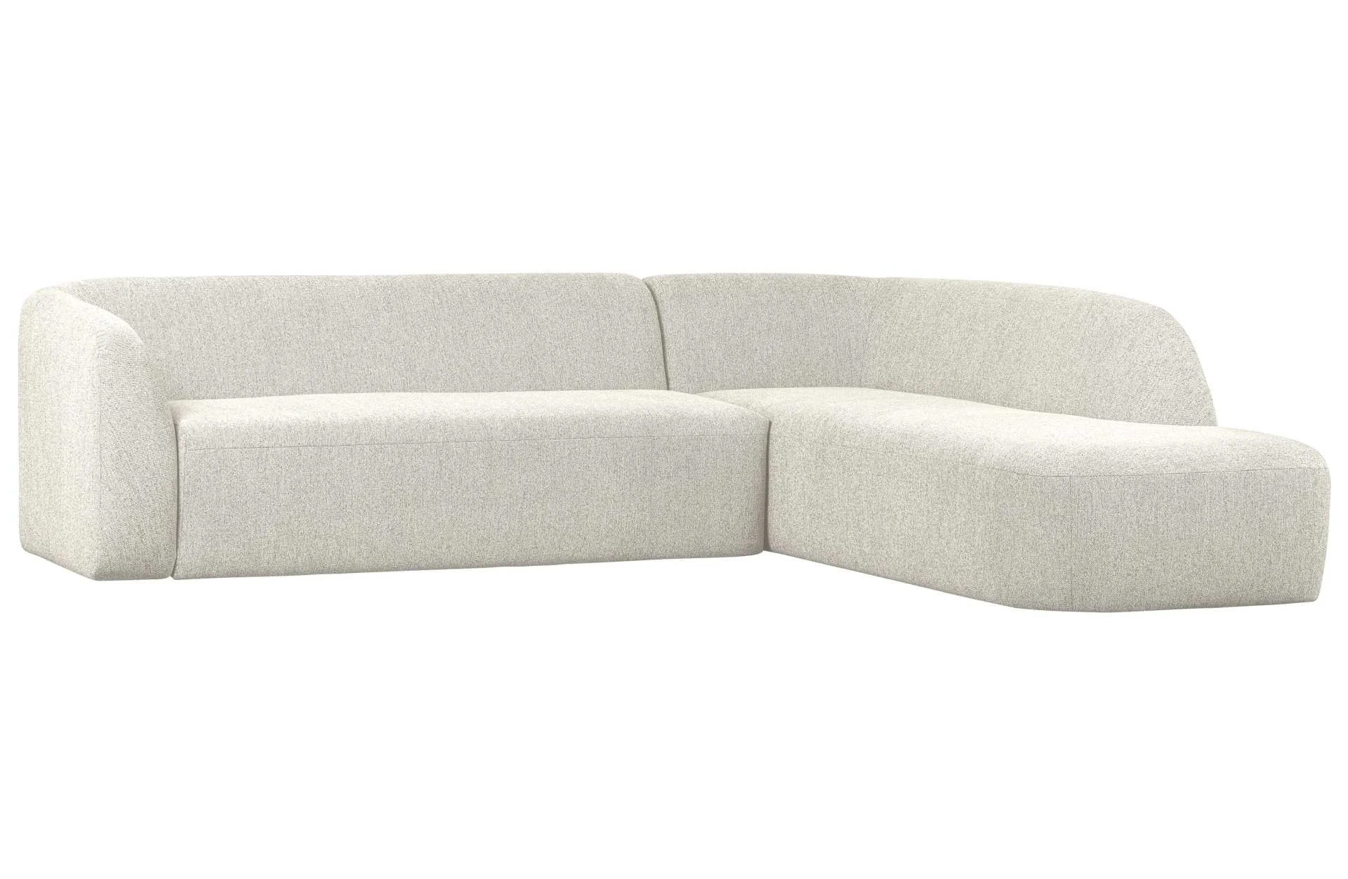 Ecksofa Sloping aus Chenille, modern und gepolstert, rechts, weiß – komfortabel für Dein Wohnzimmer - Woood