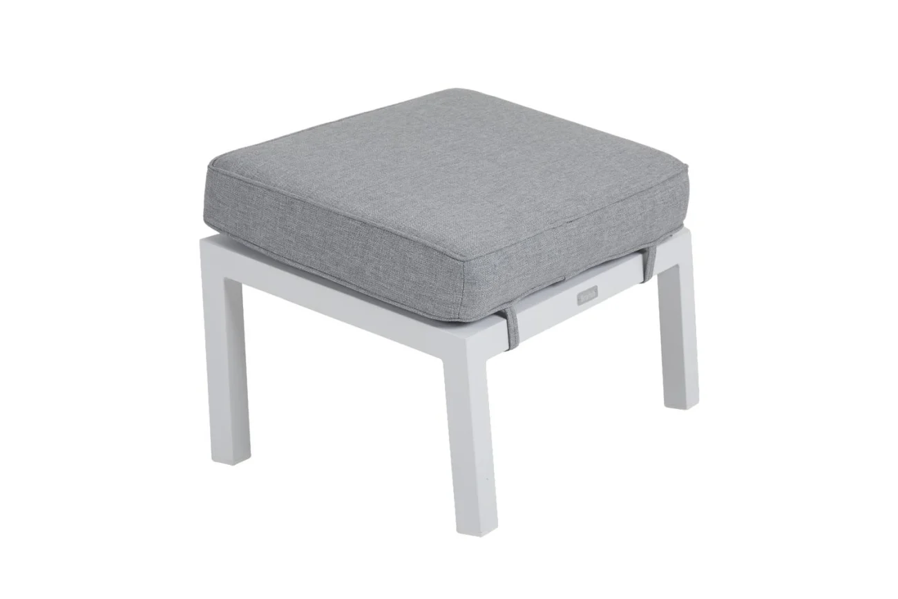 Gartenhocker Belfort mit Kissen No.1 von Brafab, aus Aluminium und Olefin-Stoff, modern, weiß