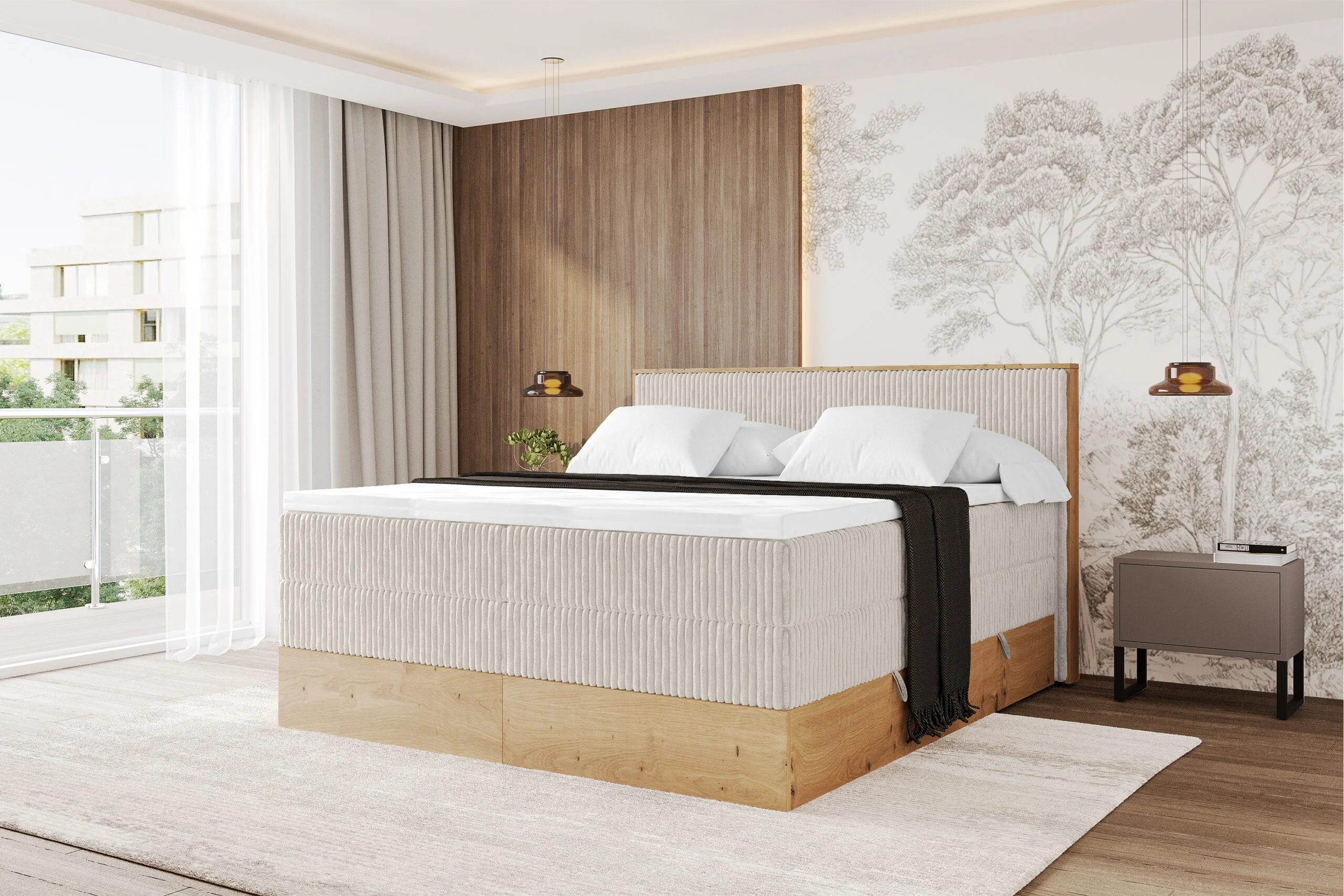 Boxspringbett LOLLI9-KING Creme - Tilia 01 120x200 cm