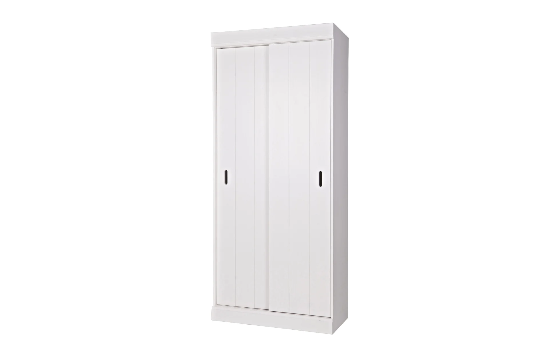 Schrank Row mit Schiebetüren, Kiefernholz lackiert, modern, weiß, vier Einlegeböden, FSC-zertifiziert
