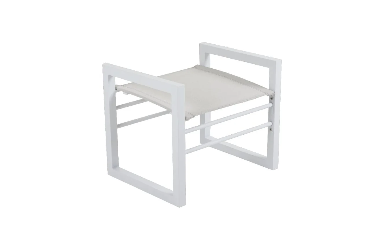 Gartenhocker Vevi aus Aluminium, modern, weiß, für draußen, rechteckig, Marke Brafab