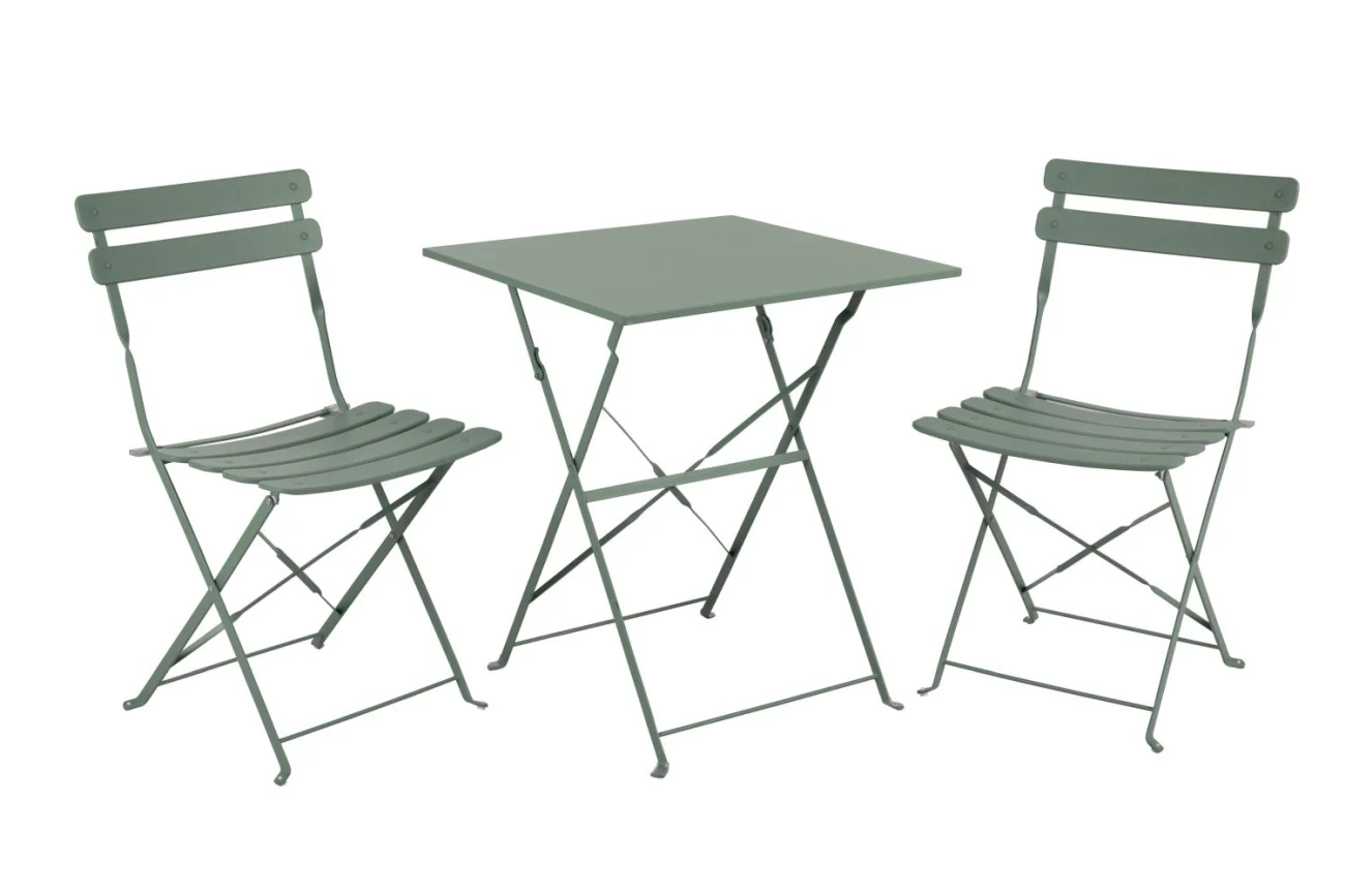 Garten-Set Ponte aus Aluminium, klassisch klappbar, grün, für 2 Personen, von Brafab