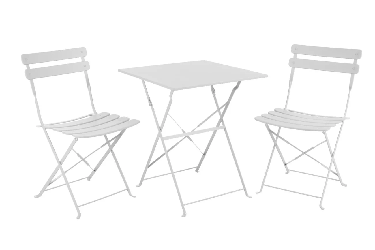 Garten-Set Ponte aus Aluminium, klassischer Stil, klappbar, weiß, für 2 Personen
