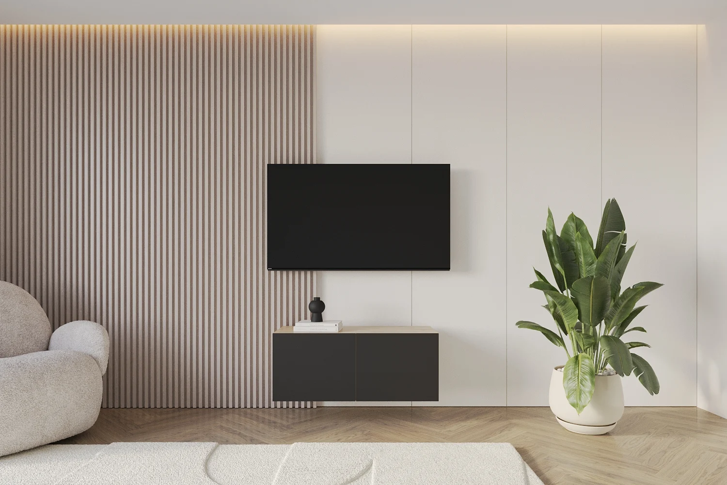 Lowboard ELIO Artisan und Schwarz 100 cm - Altdecor