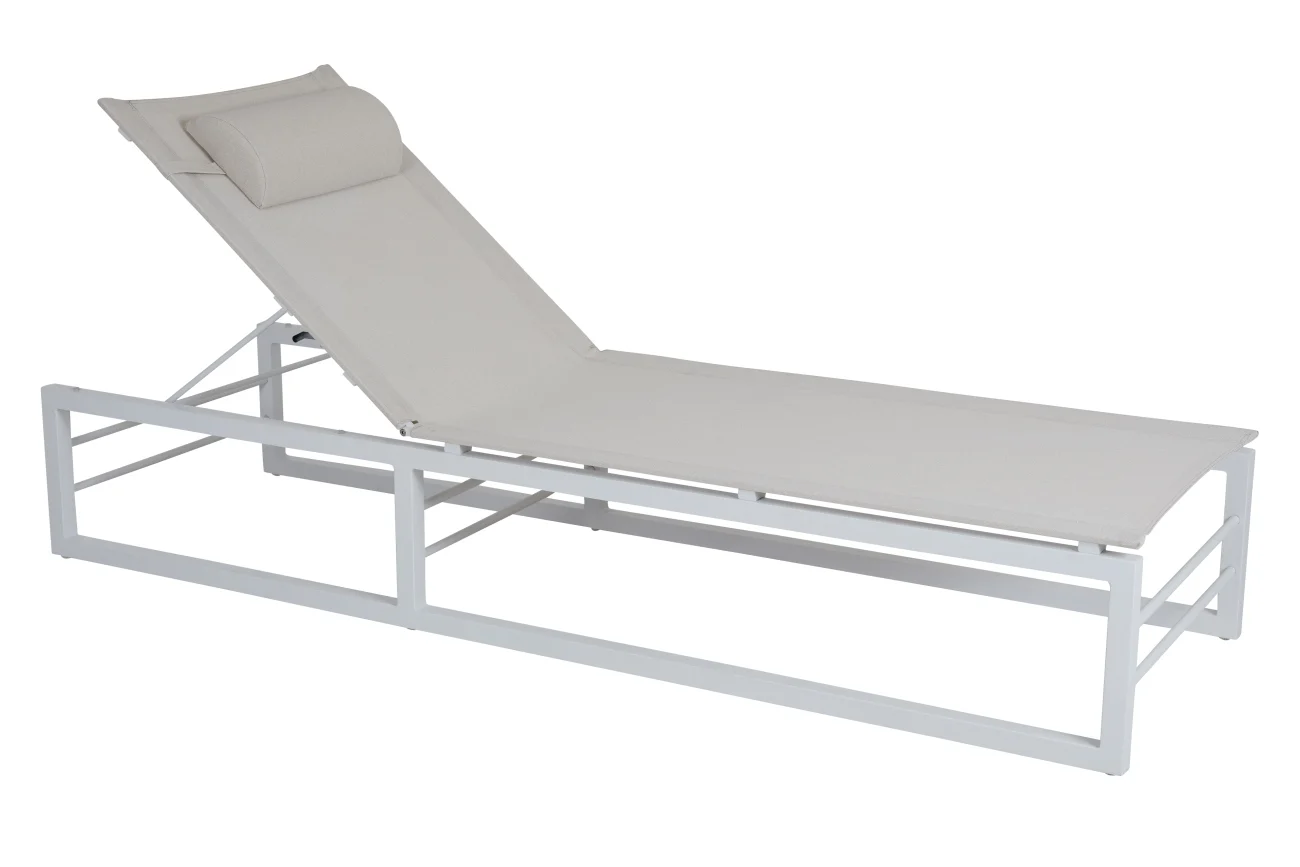 Gartenliege Vevi aus Aluminium, modern, verstellbare Rückenlehne, Weiß, für Outdoor - Brafab