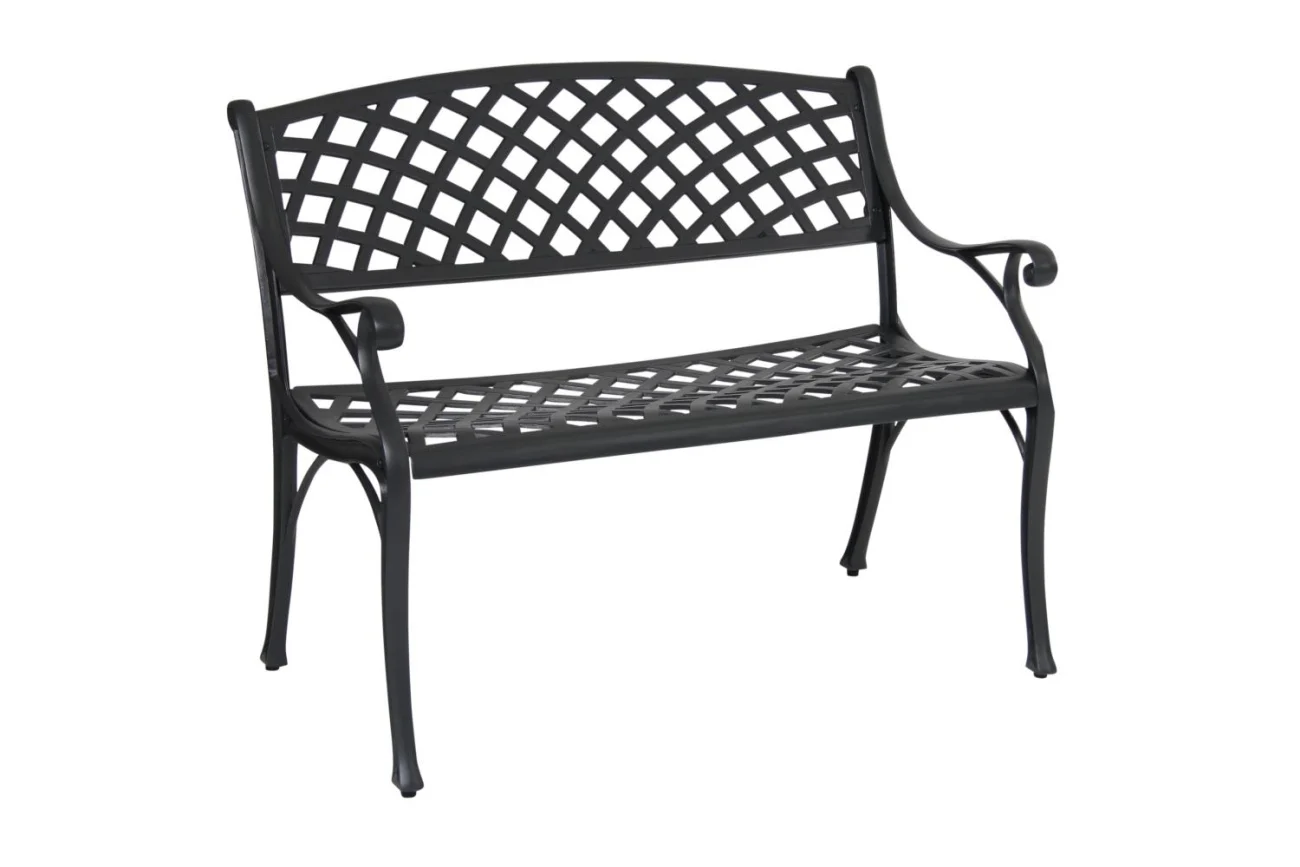 Gartenbank Arras von Brafab aus Aluminium, klassisch mit Rückenlehne, anthrazit, pulverbeschichtet