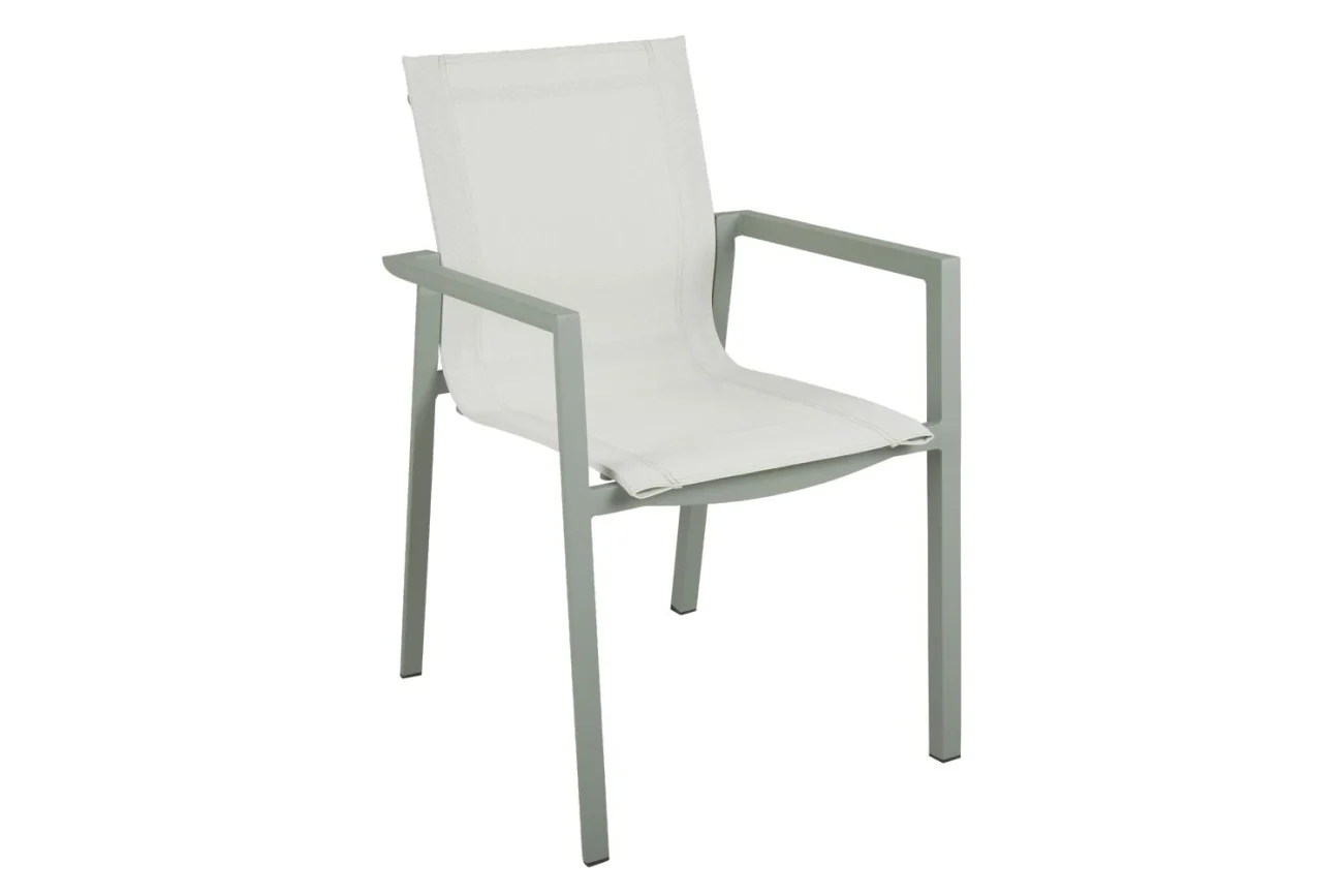 Gartenstuhl Delia aus Aluminium und Textilene, modern, grün weiß, komfortabel für außen - Brafab