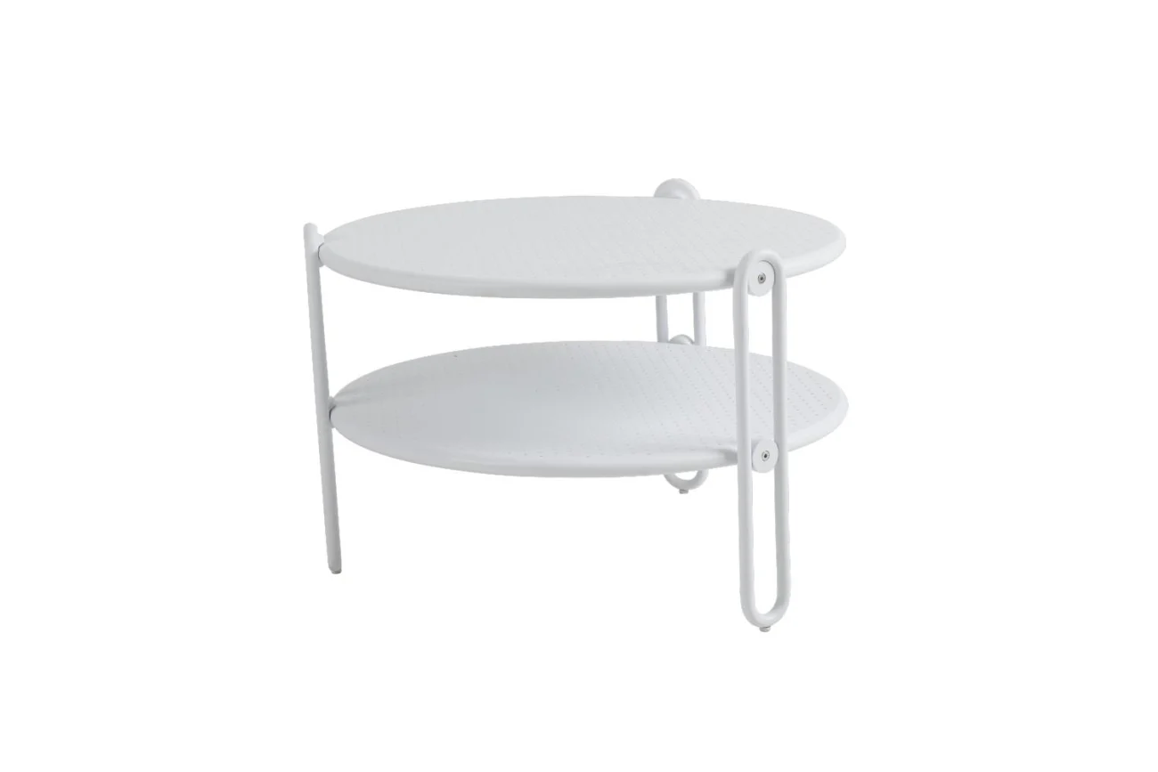 Gartencouchtisch Blixt aus Aluminium, modern, rund, weiß, 65 cm Durchmesser - Brafab