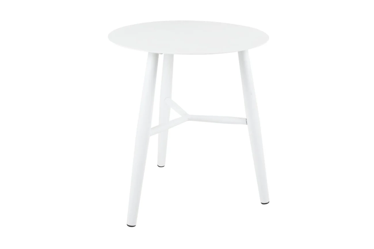 Gartenbeistelltisch Vannes aus Aluminium, modern, rund, weiß, Ø 45 cm, pulverbeschichtet - Brafab