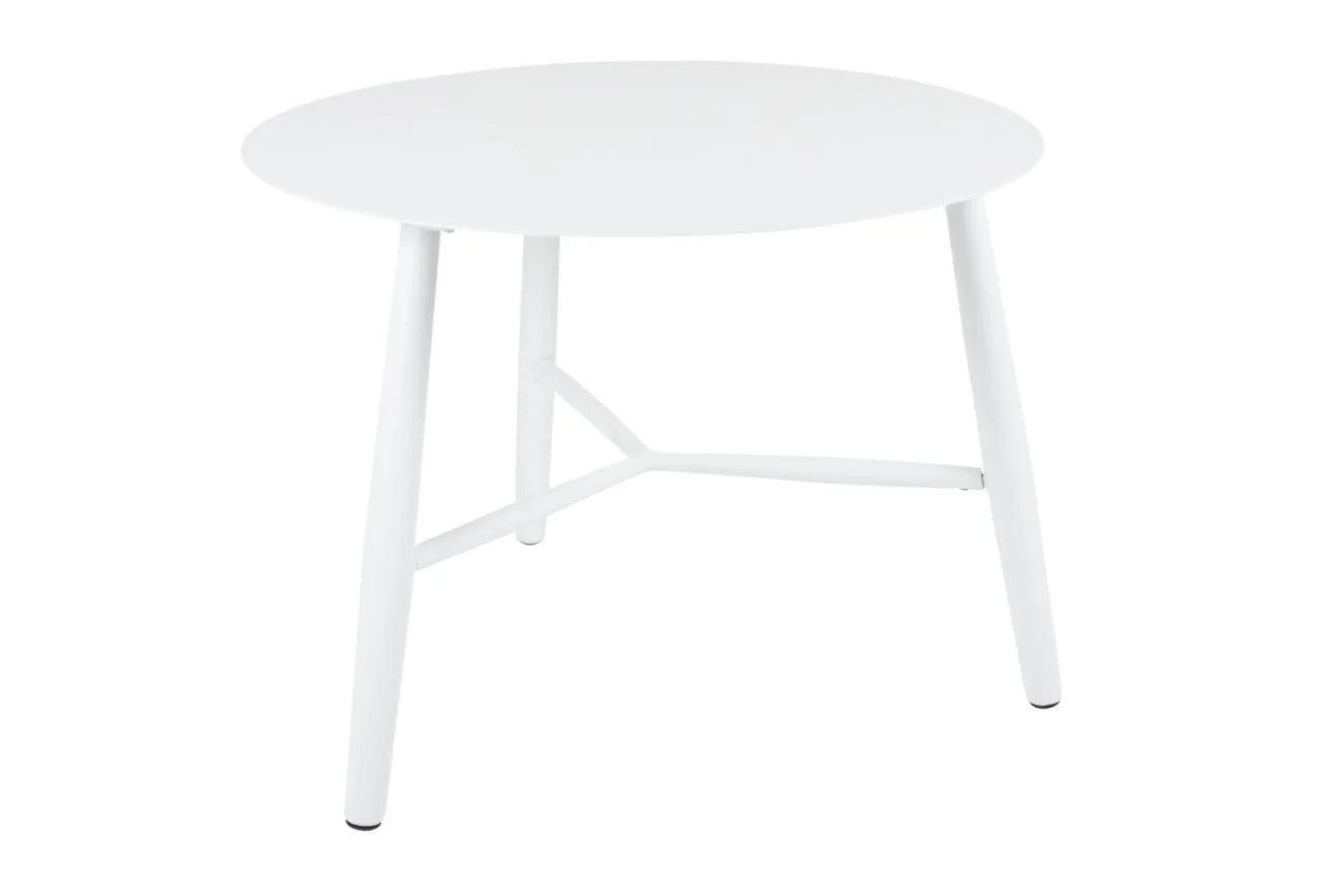 Gartencouchtisch Vannes aus Aluminium, modern und rund, weiß, Ø 60 cm, leicht montierbar - Brafab