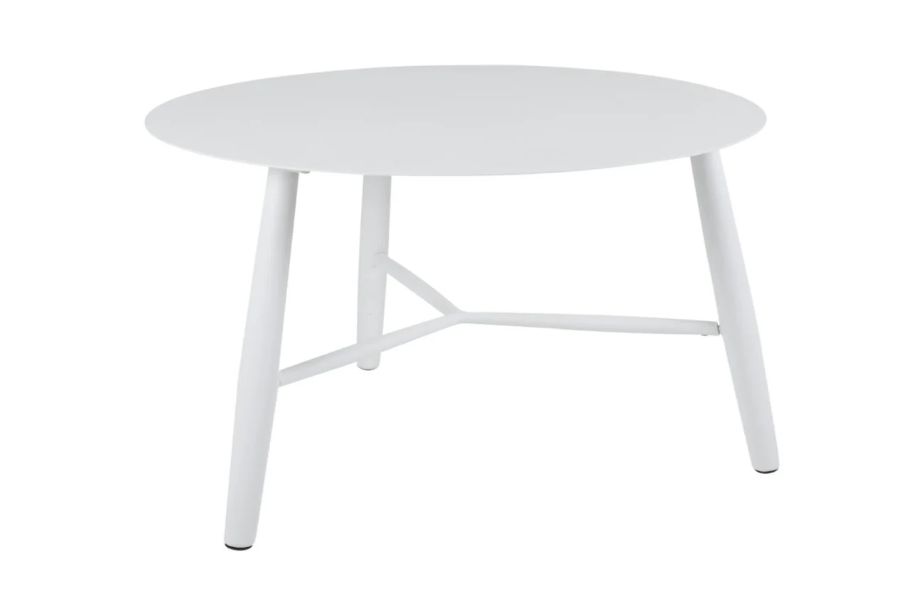 Gartencouchtisch Vannes aus Aluminium, modern rund, weiß, Ø 75 cm, pulverbeschichtet - Brafab