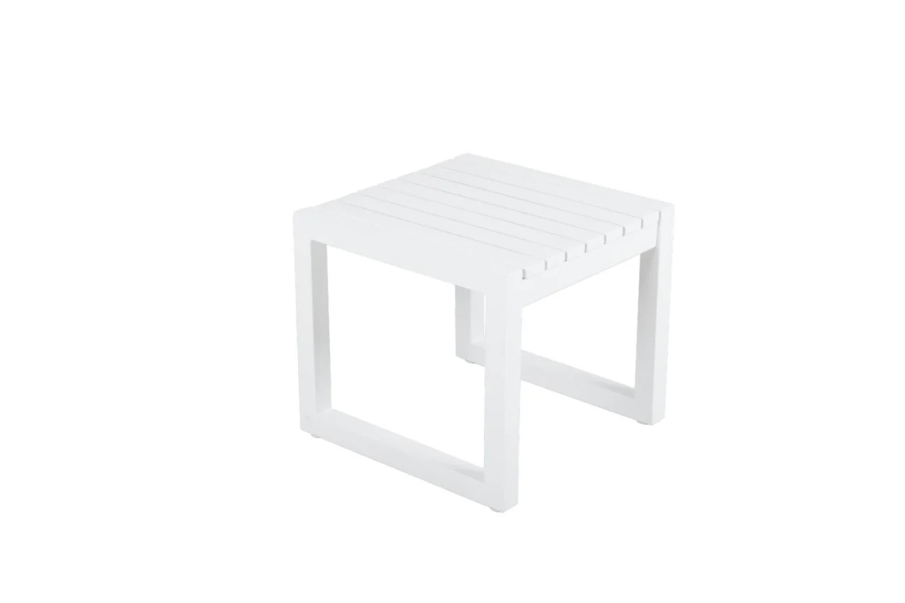 Gartenbeistelltisch Vevi aus Aluminium, modern, quadratisch, weiß, pulverbeschichtet, Brafab