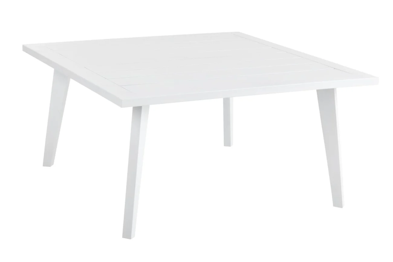 Gartencouchtisch Villac aus Aluminium, modern, quadratisch in Weiß, 88x88 cm - Brafab