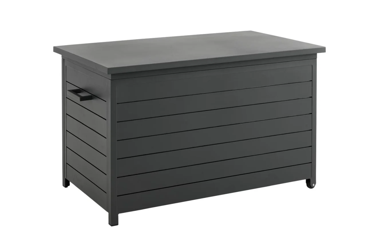 Gartentruhe Gäster Small von Brafab aus Aluminium, modern, anthrazit, mit Rädern und Gasdruckfeder