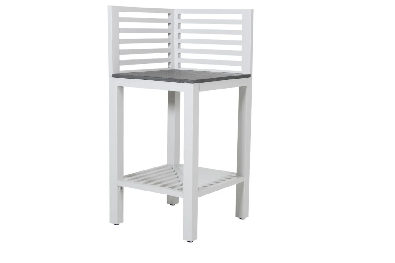Outdoor Küche Bellac Eck-Element von Brafab aus Aluminium und Stein, modern, Weiß und Grau, für Deinen Garten