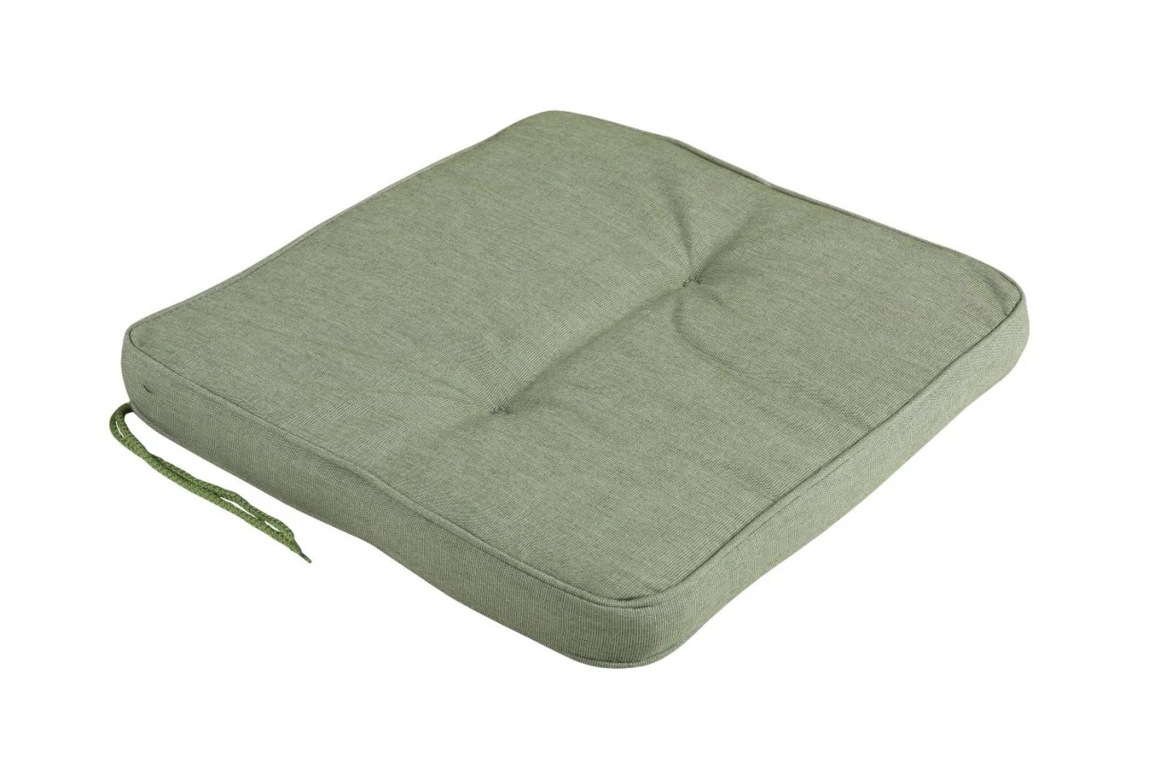 Sitzkissen Indu von Brafab aus Dralon-Stoff, klassisch, grün, mit Befestigungsbändern für Gartenstühle