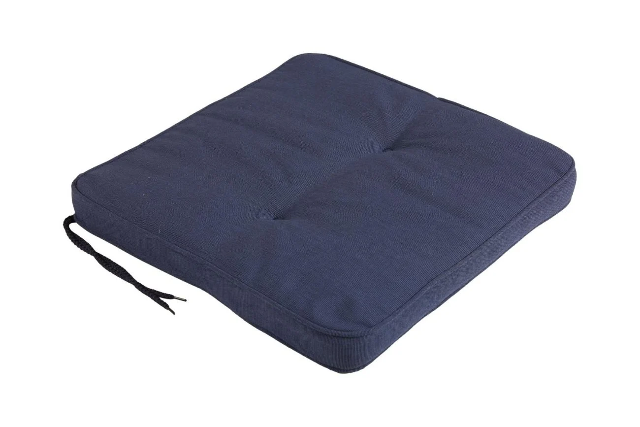 Sitzkissen Indu von Brafab aus Dralon-Stoff, klassisch, blau, mit Bändern zur Befestigung