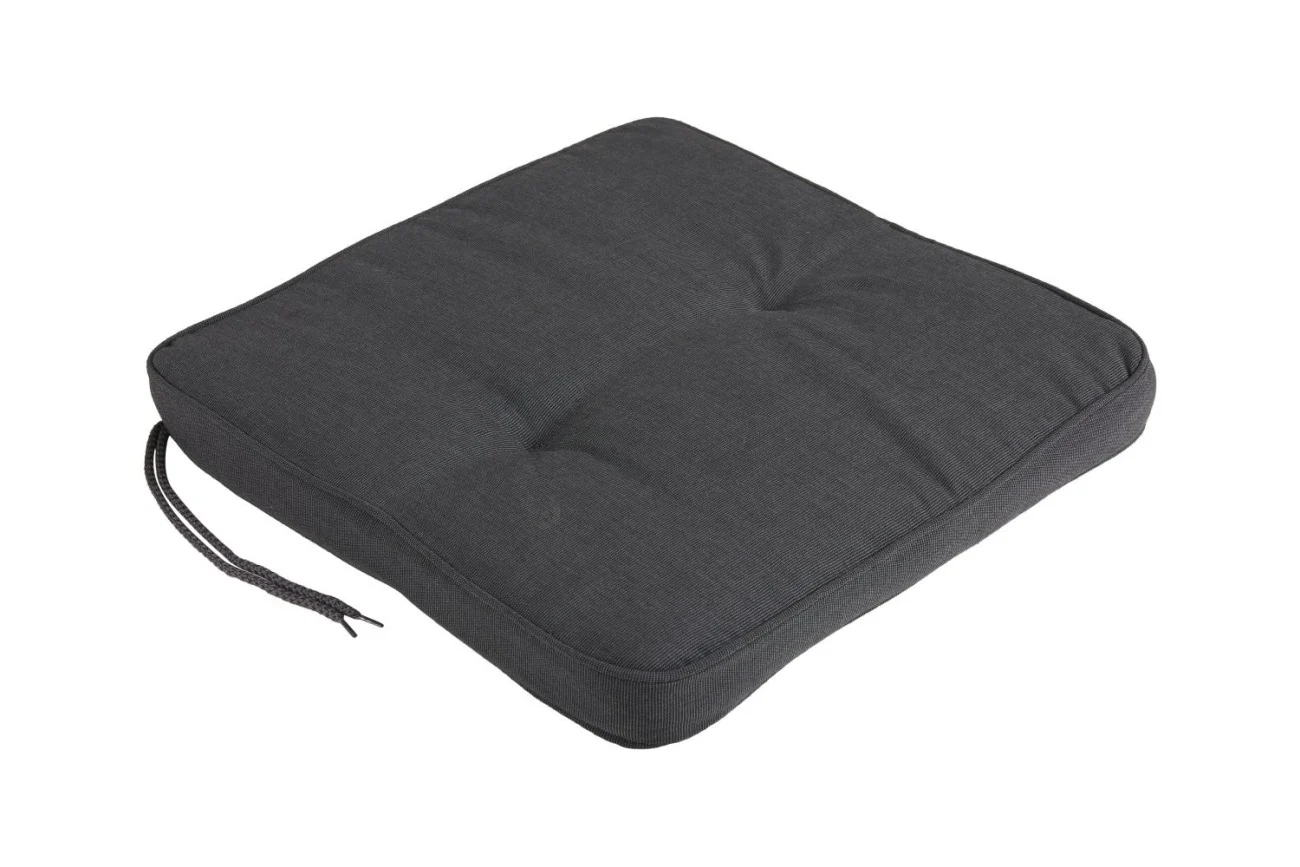 Sitzkissen Indu für Gartenstühle von Brafab, aus Dralon-Stoff, klassisch, anthrazit, mit Befestigungsbändern