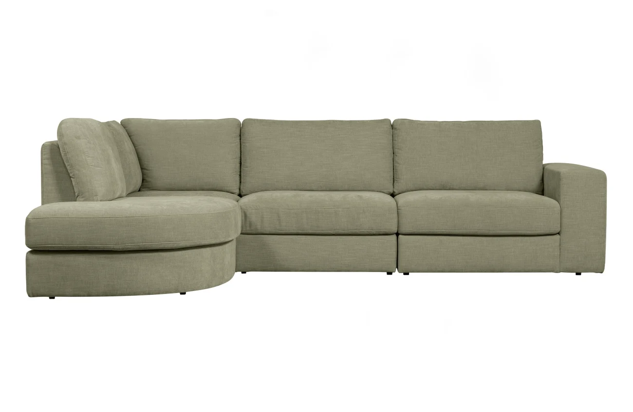 Ecksofa Family aus Webstoff, modern und bequem, links, grün, abnehmbare Kissen - VTwonen