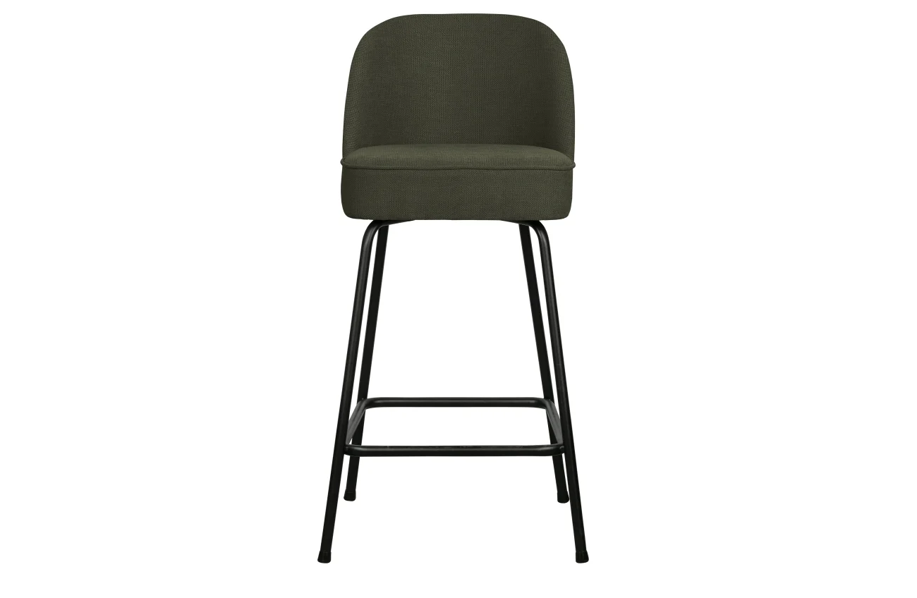 Barhocker Vogue Webstoff, modern gepolstert, warmes Grün, Metallgestell schwarz, 65 cm Sitzhöhe - Woood