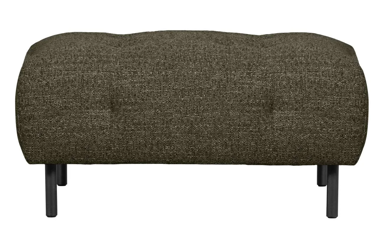 Hocker Lloyd aus grobmaschigem Stoff, modern gepolstert, grün, weiche Textur, Metallgestell - Woood