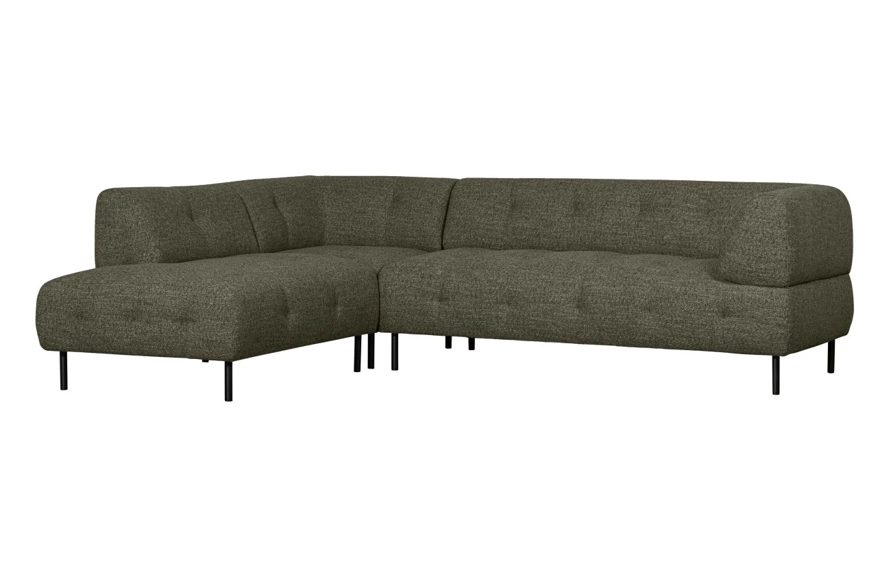 Ecksofa Lloyd aus grobmaschigem Stoff, modern und gemütlich, Links, grün, für 4–5 Personen - Woood