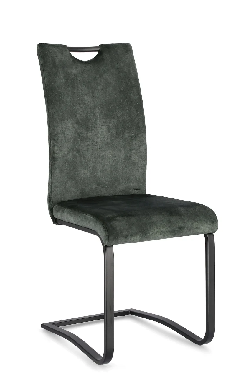 Esszimmerstuhl Kenneth 4er-Set aus Samt, modernes Design, Dunkelgrün, gepolstert, Metallgestell