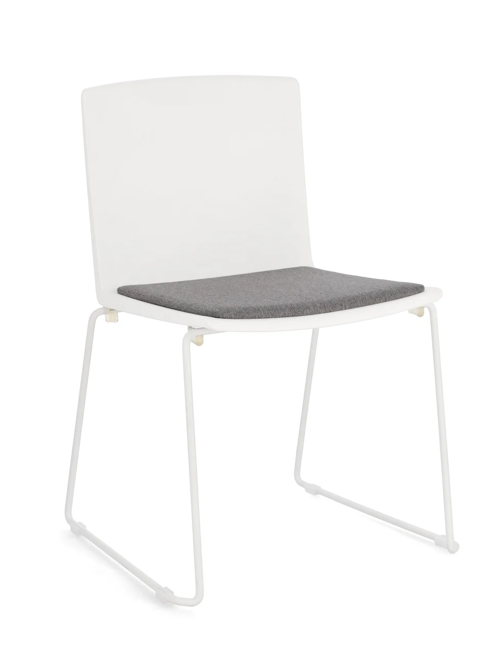 Esszimmerstuhl Giulia 4er-Set aus Metall, modern gepolstert, stapelbar, Weiß