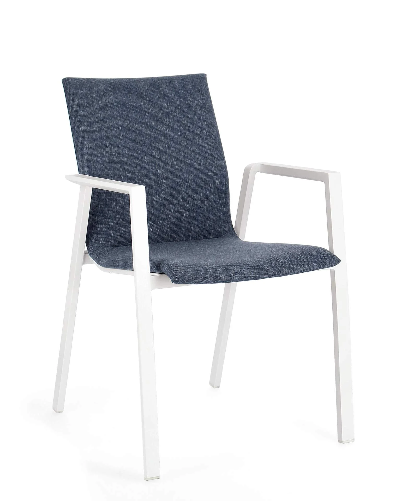 Gartenstuhl Odeon aus Aluminium, modern gepolstert, Weiß Denim, stapelbar für Garten und Balkon - Bizzotto