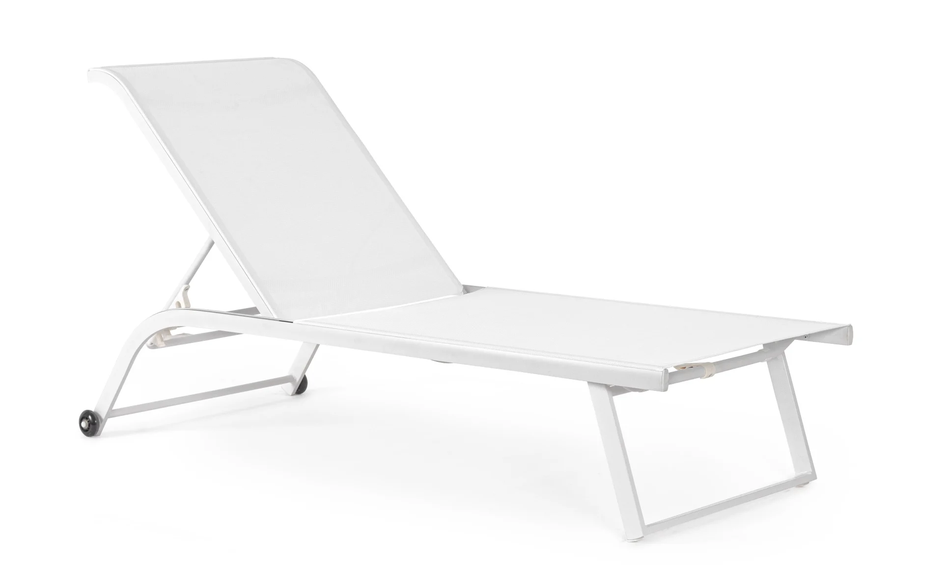 Gartenliege Taylor 2er-Set aus Aluminium, modern mit Rollen, Weiß, verstellbare Rückenlehne